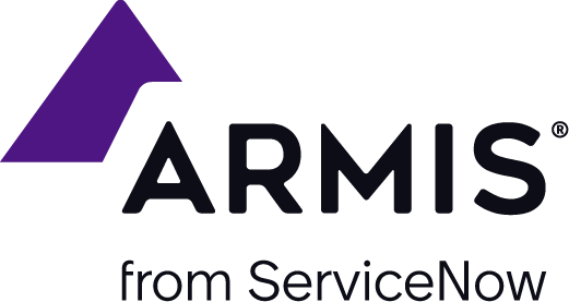 Armis logo with a purple arrow and "ARMIS" text, accompanied by "from ServiceNow" below.