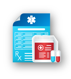 Medical prescription with a pill bottle and capsules, symbolizing healthcare and medication.