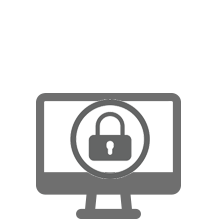 A gray computer monitor displaying a padlock icon, symbolizing digital security or privacy.