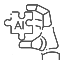 Robotic hand holding a jigsaw puzzle piece with "AI" on it, symbolizing AI integration.
