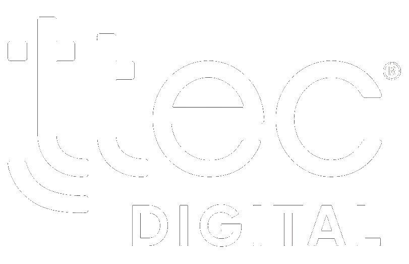 ttec DIGITAL logo in white text on a green background, with a registered trademark symbol.